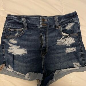 American Eagle Blue Jean Shorts Distressed Style